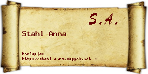 Stahl Anna névjegykártya